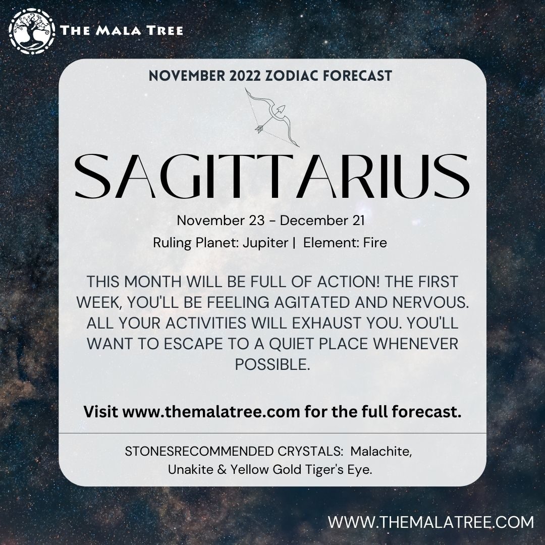 Sagittarius November 2022 Forecast and gemstone recommendations.