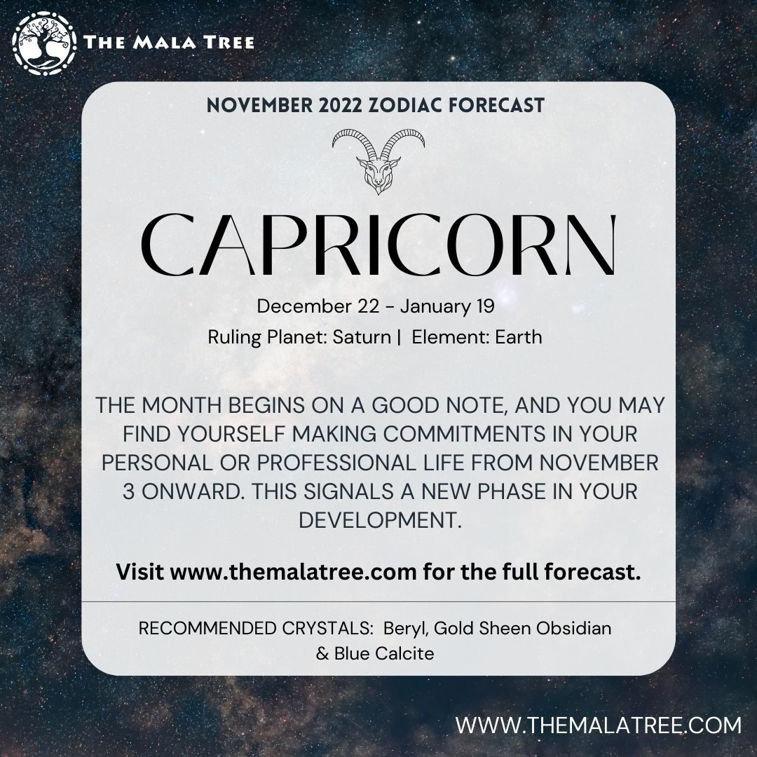 Capricorn November 2022 Forecast and gemstone recommendations.