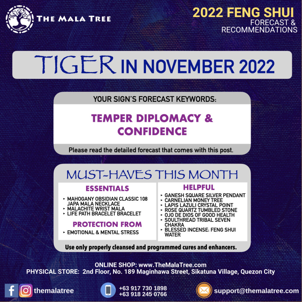 The Mala Tree Crystal Shop's November 2022 Feng Shui Forecast for the Tiger.