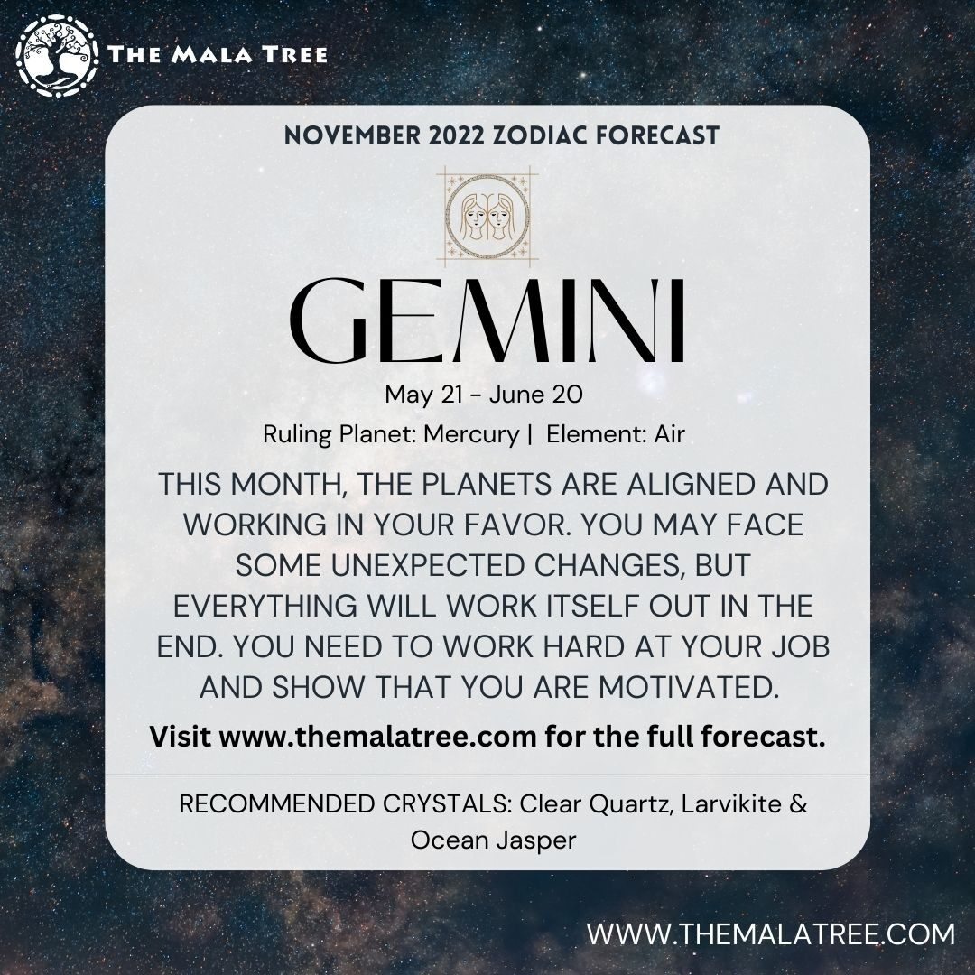 Gemini November 2022 Forecast and gemstone recommendations.