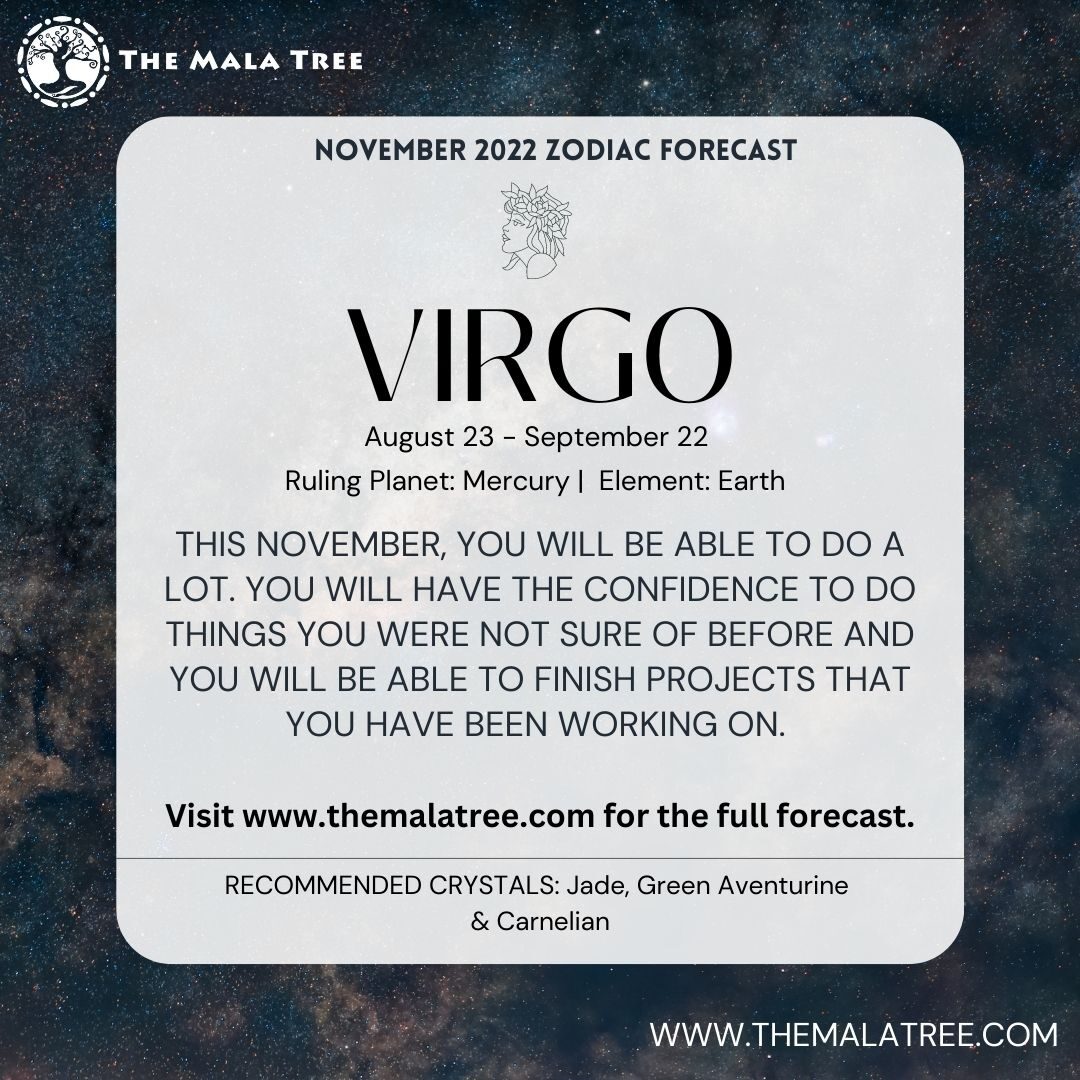 Virgo November 2022 Forecast and gemstone recommendations.